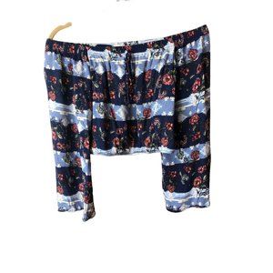 Altar'd State Womans Long Sleeve Crop Top Size Small Floral Drawstring Neckline